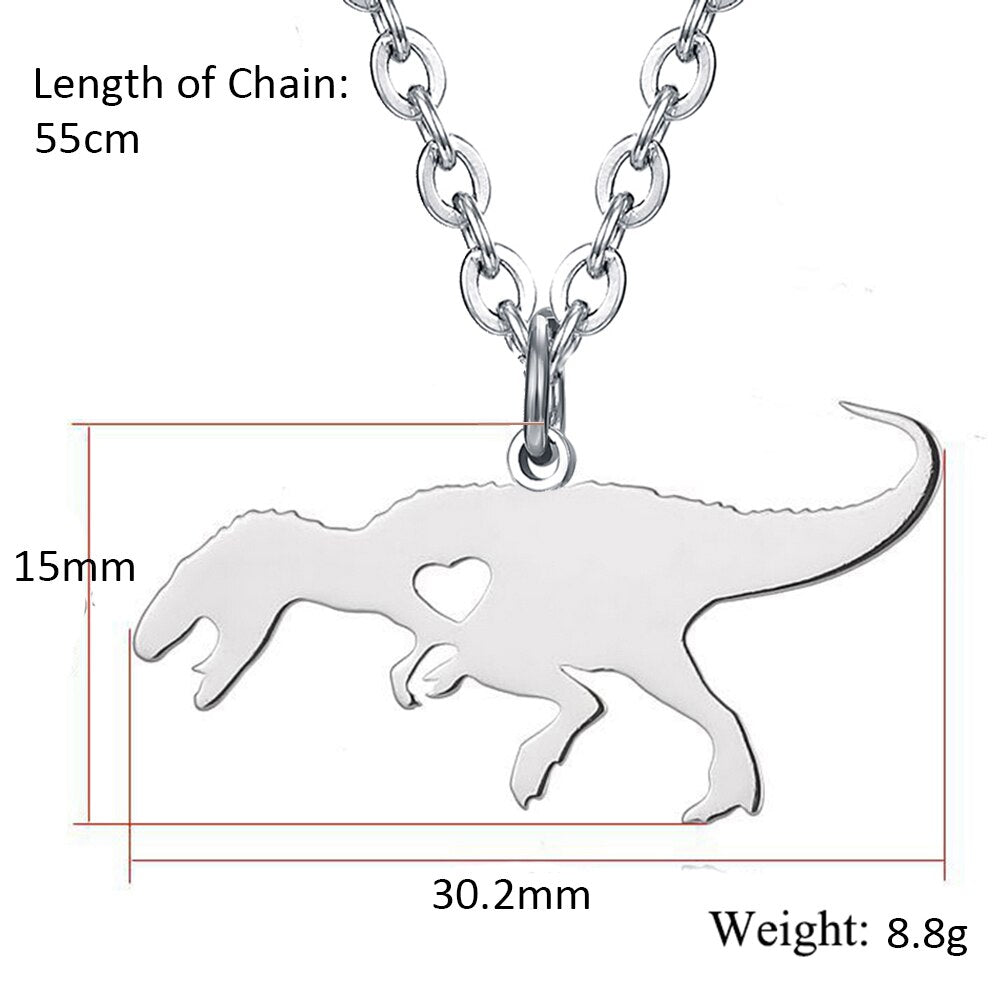 T-Rex Dinosaur Heart Necklace