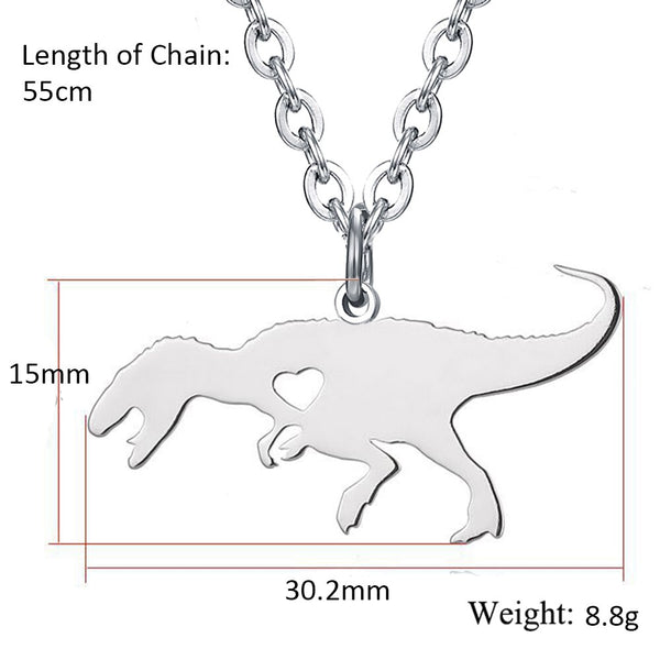 T-Rex Dinosaur Heart Necklace