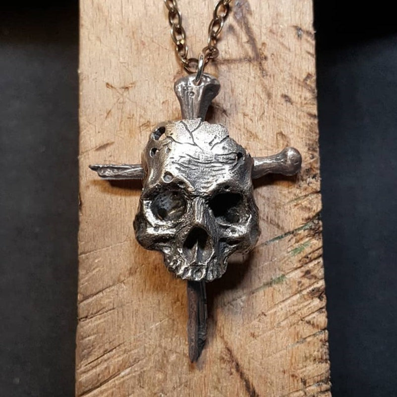 Skull Cross Necklace Stainless Steel