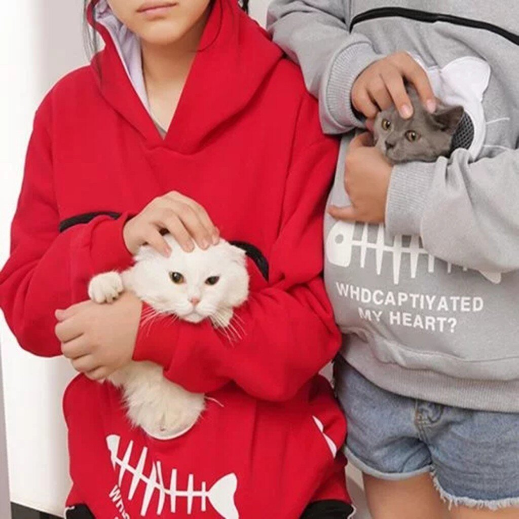 cat pouch hoodie cat hoodie cat carrier hoodie cat pocket hoodie Main image