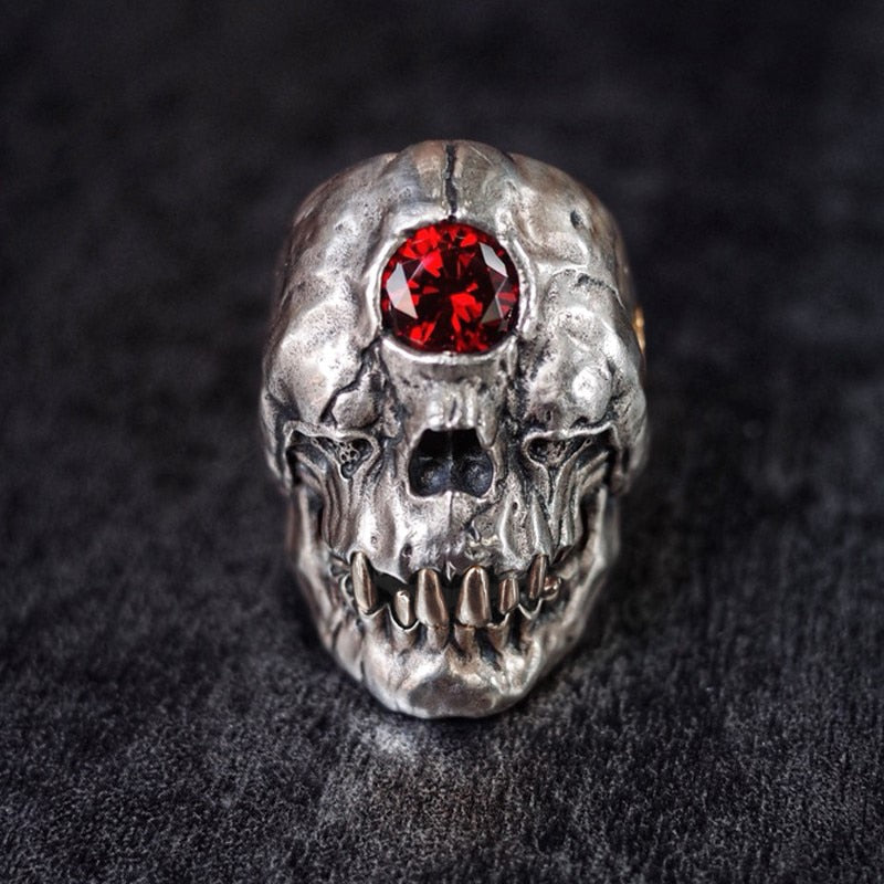 Cyclops Red Crystal Skull Ring Main image
