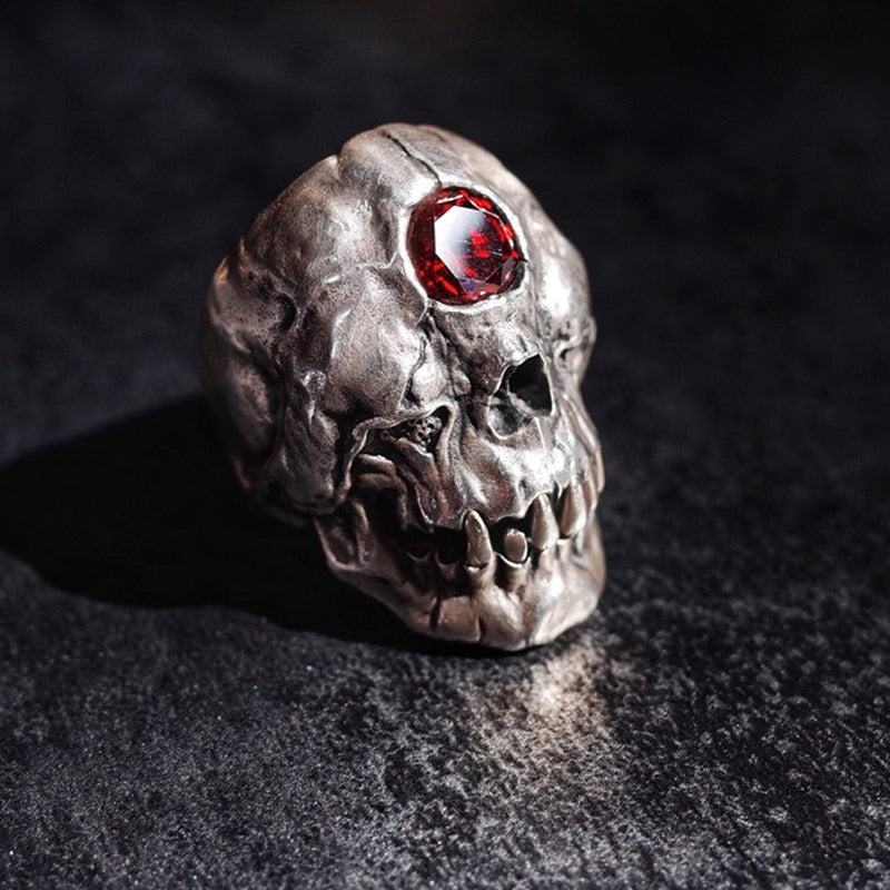 Cyclops Red Crystal Skull Ring