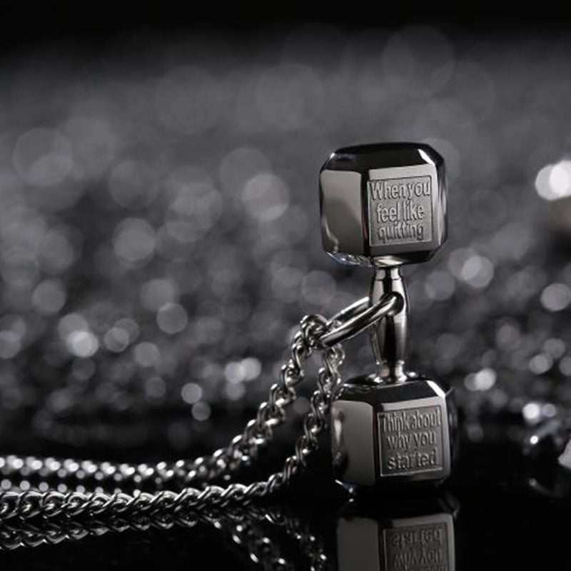 Motivational Dumbbell Gym Fitness Necklace