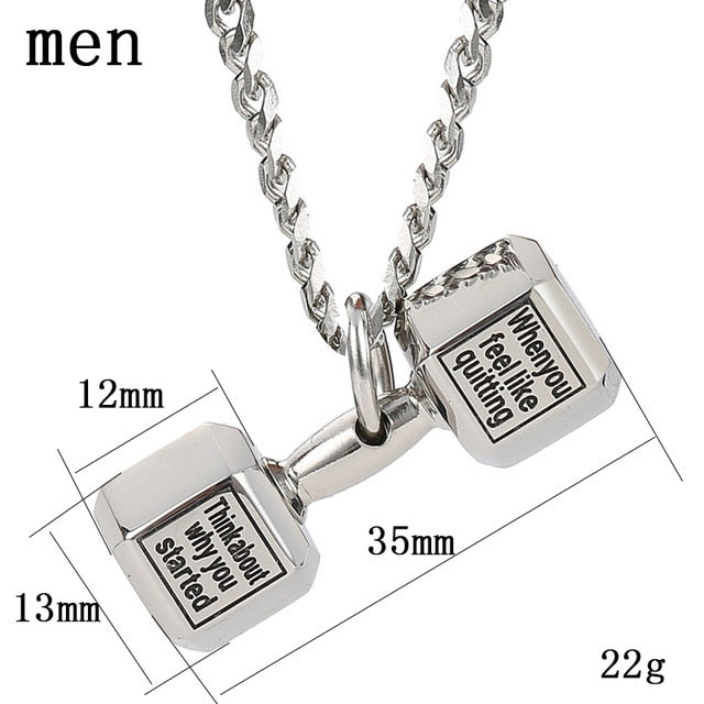 Motivational Dumbbell Gym Fitness Necklace