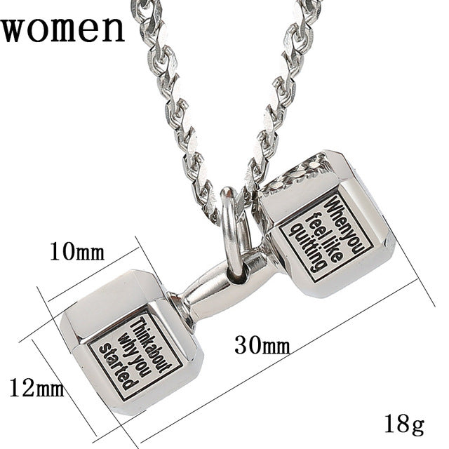 Motivational Dumbbell Gym Fitness Necklace