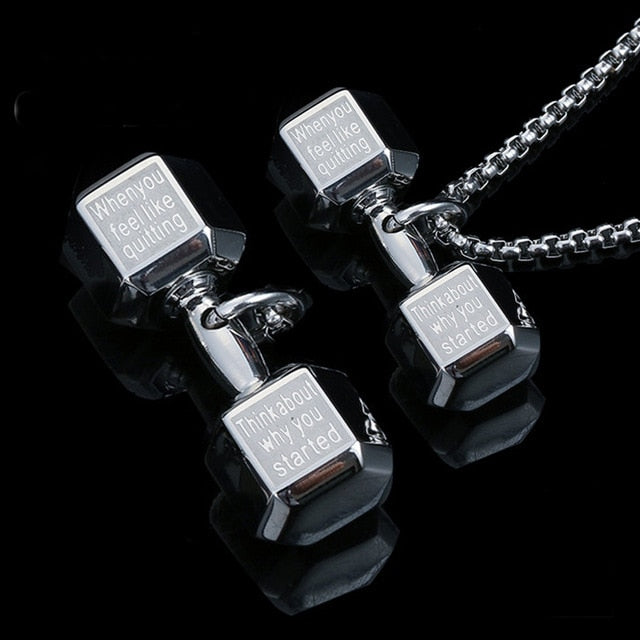 Motivational Dumbbell Gym Fitness Necklace