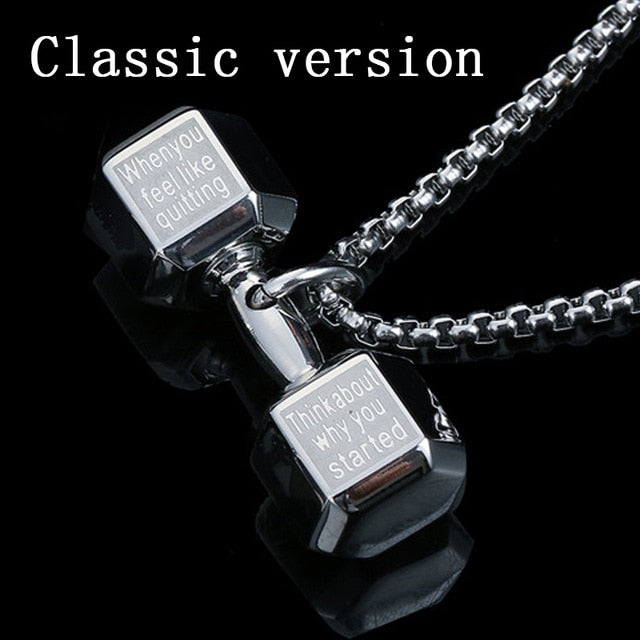 Motivational Dumbbell Gym Fitness Necklace