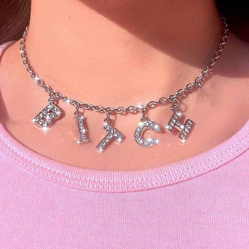 Bitch Crystal Choker Necklace Main image