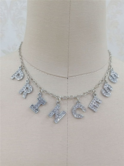 Princess Crystal Silver Choker Necklace