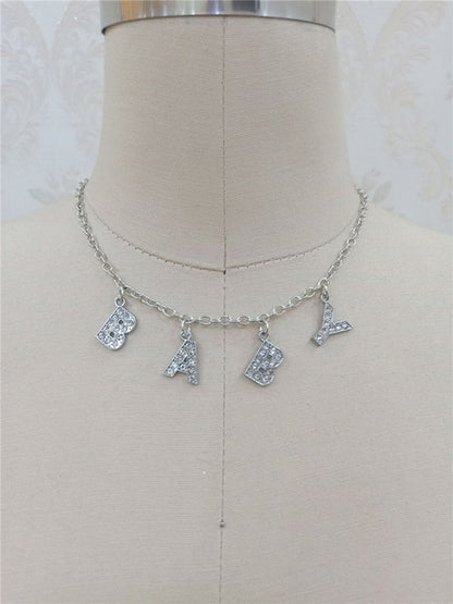 Baby Crystal Silver Choker Necklace