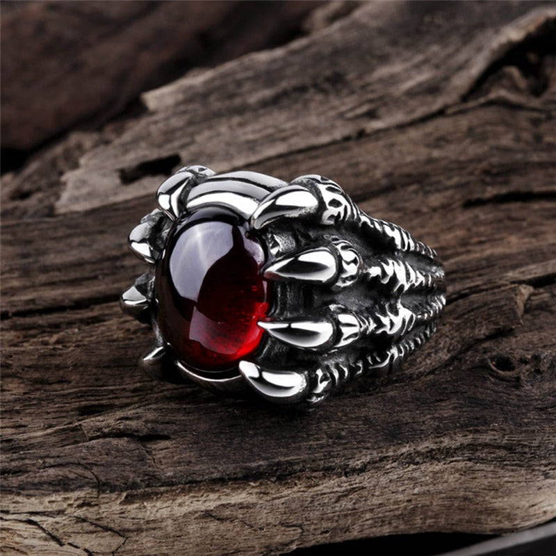 dragon ring, mens dragon ring, dragon ring silver, dragon claw ring, dragon eye ring Main image