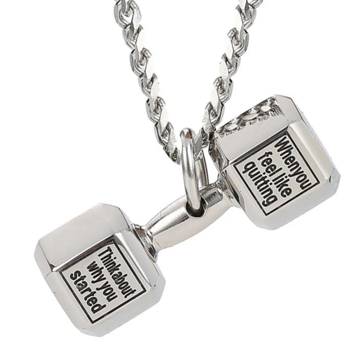 Motivational Dumbbell Gym Fitness Necklace