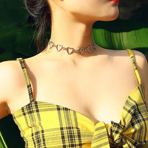 Sweet Love Heart Choker Necklace