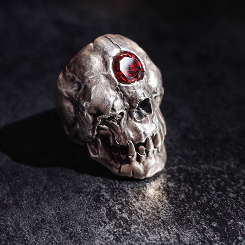 Cyclops Red Crystal Skull Ring Secondary image