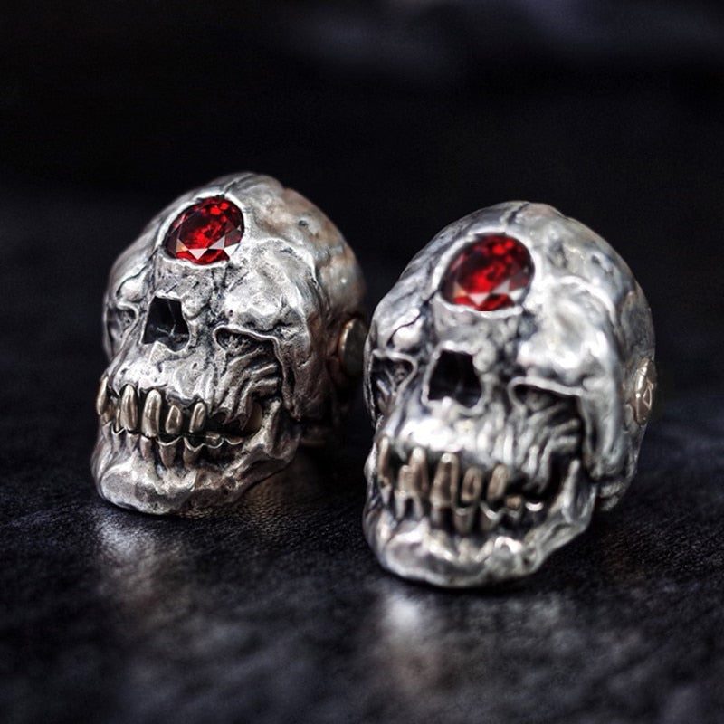 Cyclops Red Crystal Skull Ring