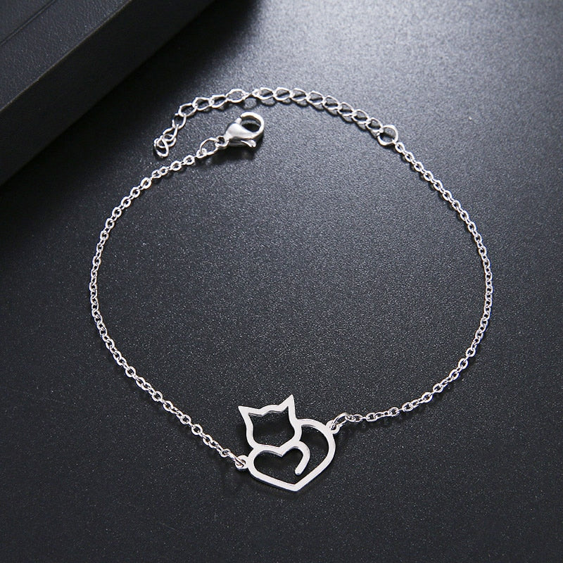 cat bracelet cat charm bracelet silver cat bracelet gold cat bracelet