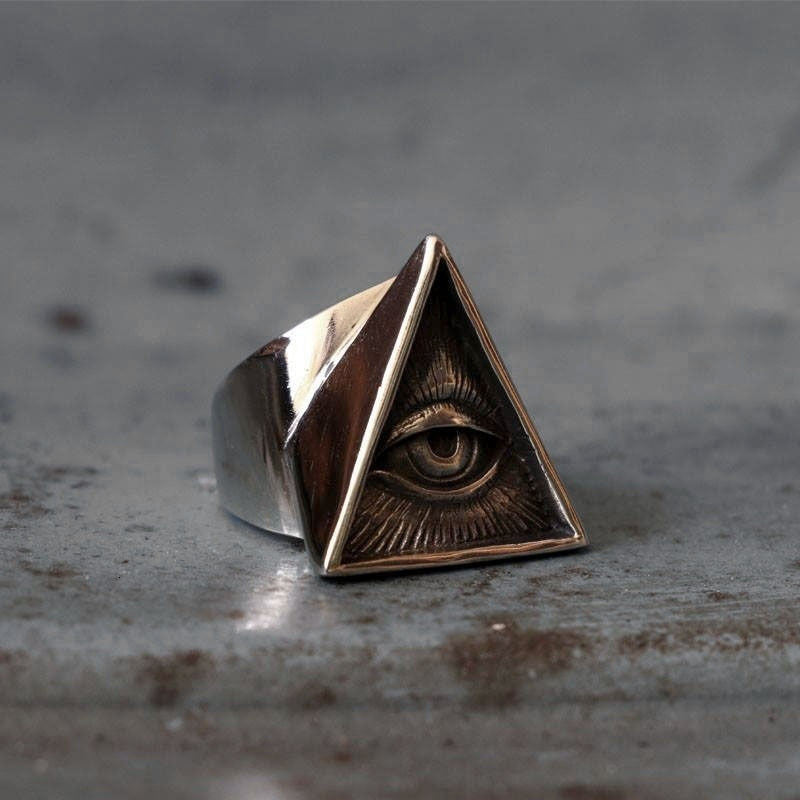 Eye of Providence Illuminati Silver 316L Stainless Steel Ring