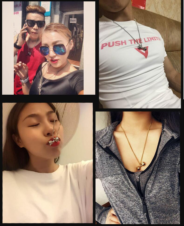 Motivational Dumbbell Gym Fitness Necklace