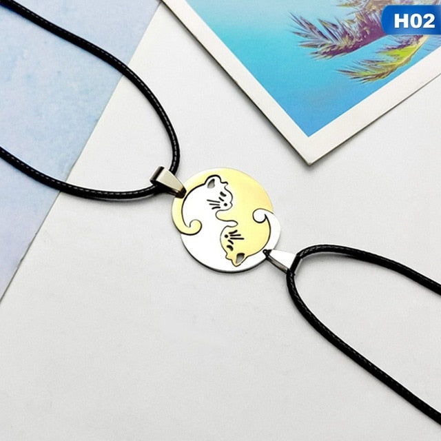 cat necklace, couple necklace, relationship necklaces, couple chains, his and hers necklaces