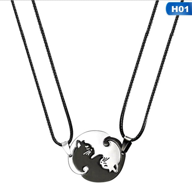 cat necklace, couple necklace, relationship necklaces, couple chains, his and hers necklaces