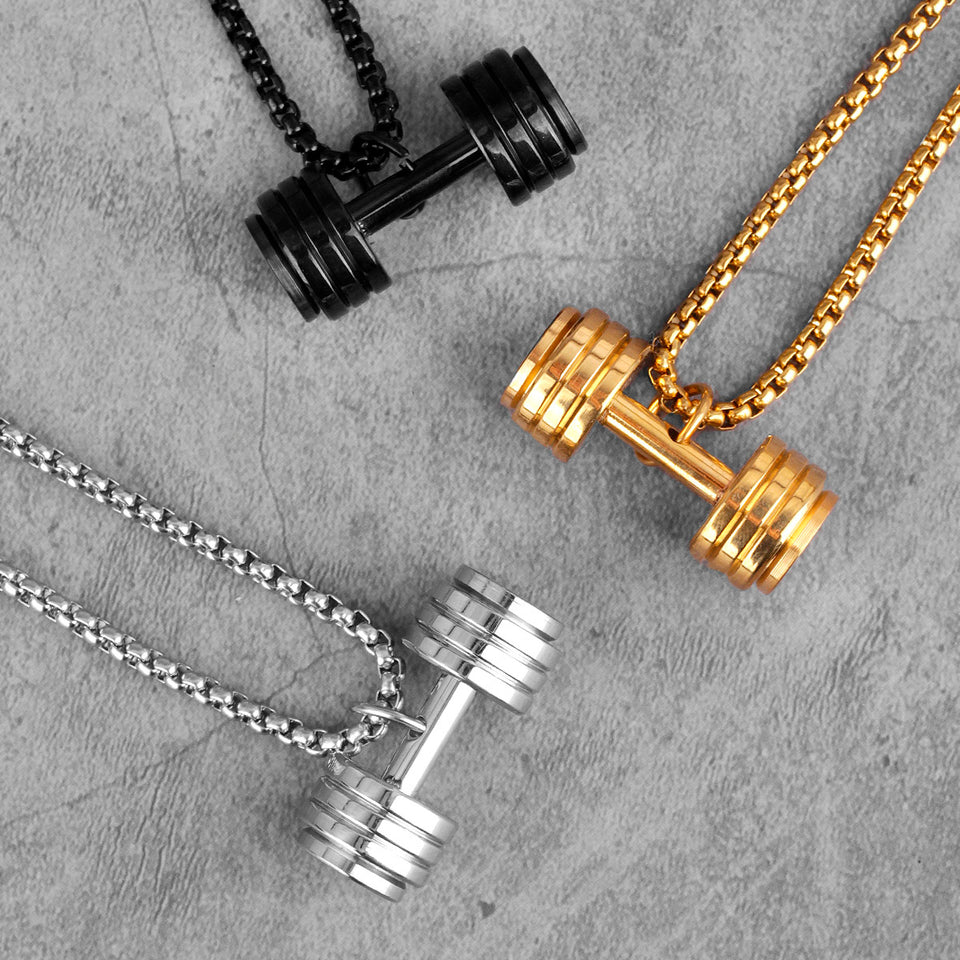 Dumbbell Gym Fitness Necklace | Stainless Steel Gym Necklace