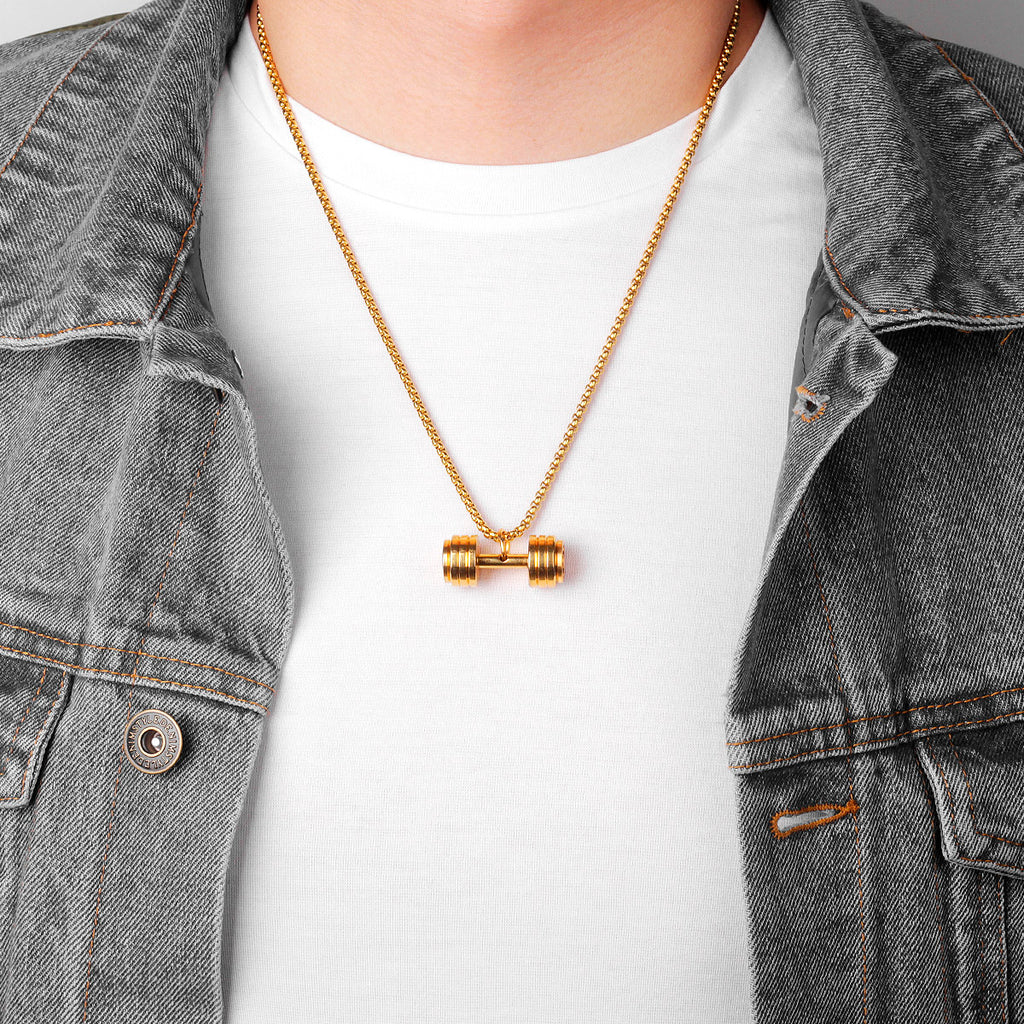 Dumbbell Gym Fitness Necklace | Stainless Steel Gym Necklace