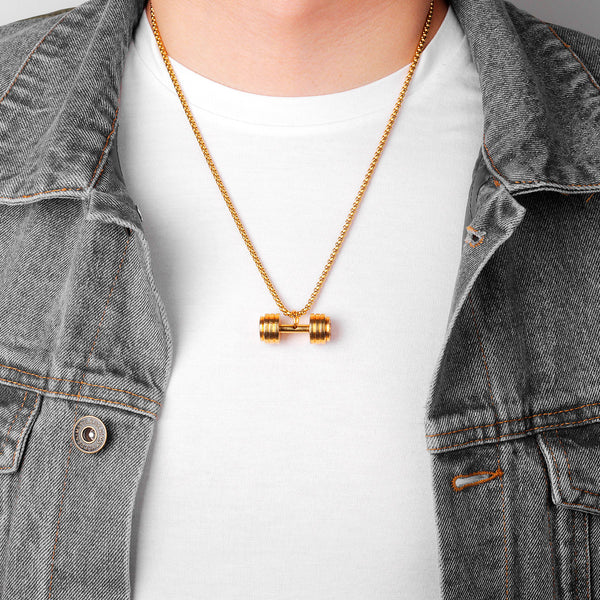 Dumbbell Gym Fitness Necklace | Stainless Steel Gym Necklace