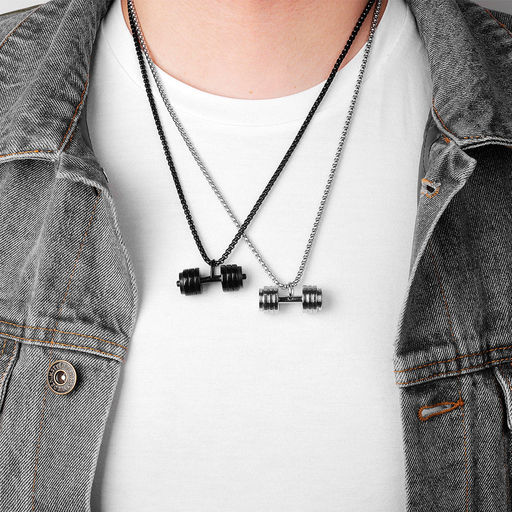 Dumbbell Gym Fitness Necklace | Stainless Steel Gym Necklace