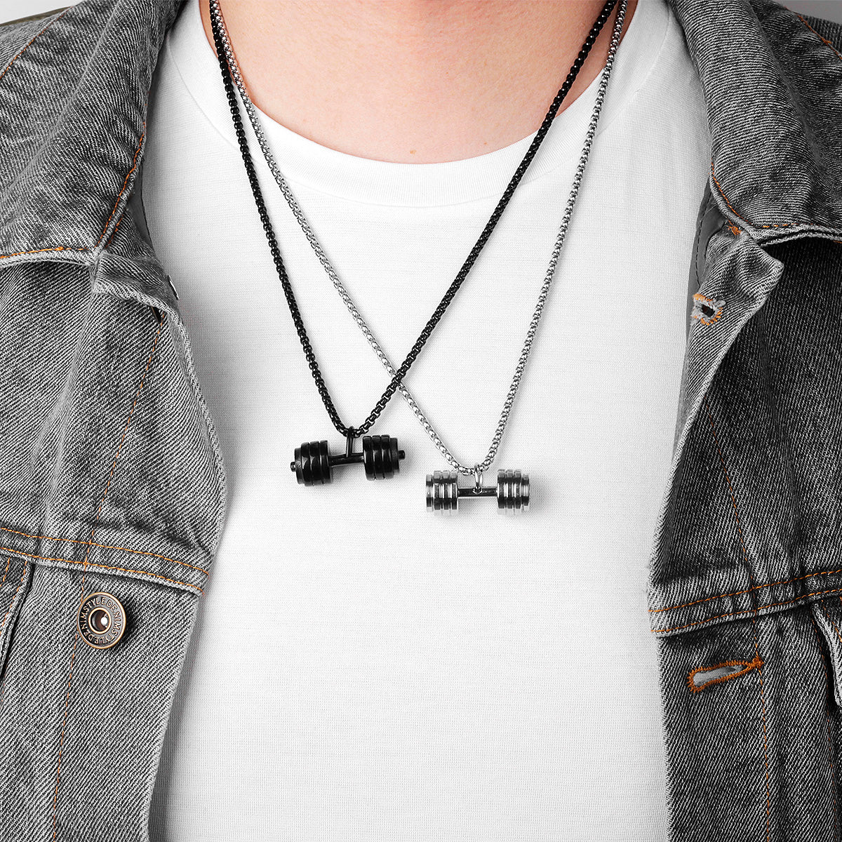 Dumbbell Gym Fitness Necklace | Stainless Steel Gym Necklace