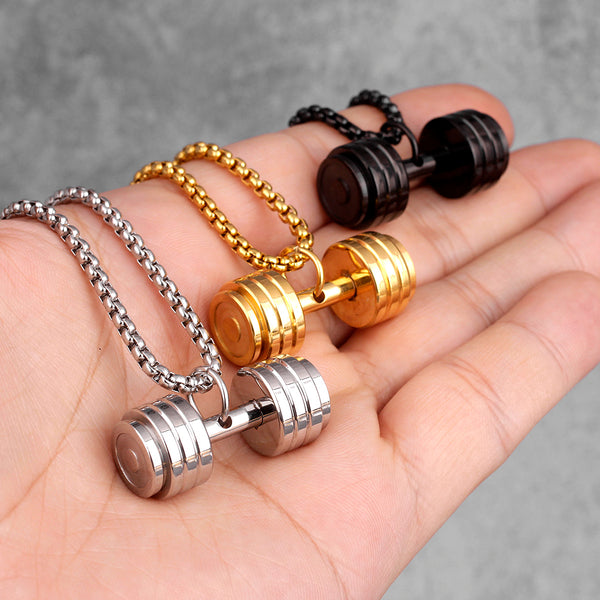 Dumbbell Gym Fitness Necklace | Stainless Steel Gym Necklace