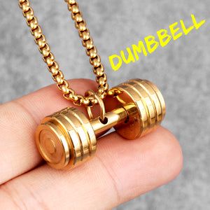 Dumbbell Gym Fitness Necklace | Stainless Steel Gym Necklace Dumbbell Gym Fitness Necklace | Stainless Steel Gym Necklace