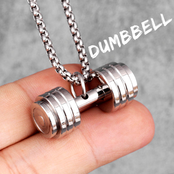 Dumbbell Gym Fitness Necklace | Stainless Steel Gym Necklace