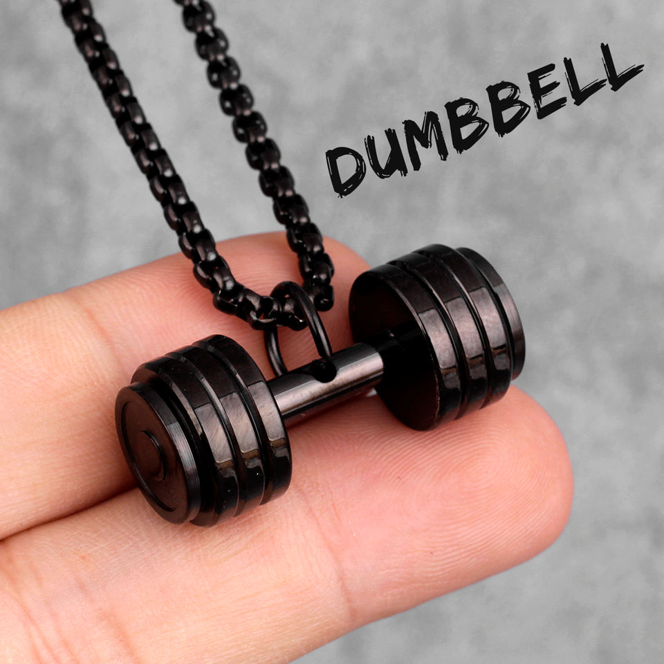 Dumbbell Gym Fitness Necklace | Stainless Steel Gym Necklace