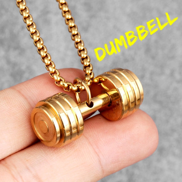 Dumbbell Gym Fitness Necklace | Stainless Steel Gym Necklace