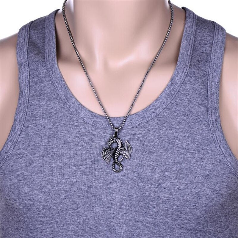 Flame Dragon Pendant Necklace