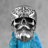 Big Beard Biker Skull Stainless Steel Mens Ring Pirate Ring, Pirate Rings, Skull Ring, Skull Rings