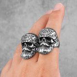 Big Beard Biker Skull Stainless Steel Mens Ring Pirate Ring, Pirate Rings, Skull Ring, Skull Rings