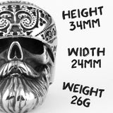 Big Beard Biker Skull Stainless Steel Mens Ring Pirate Ring, Pirate Rings, Skull Ring, Skull Rings