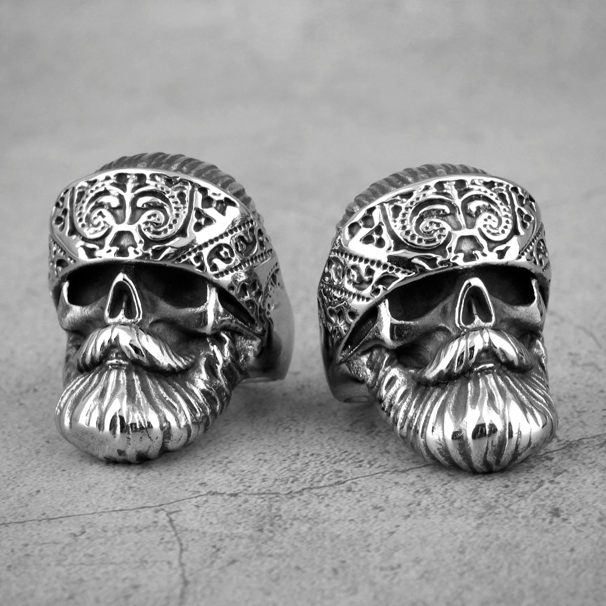Big Beard Biker Skull Stainless Steel Mens Ring Secondary image