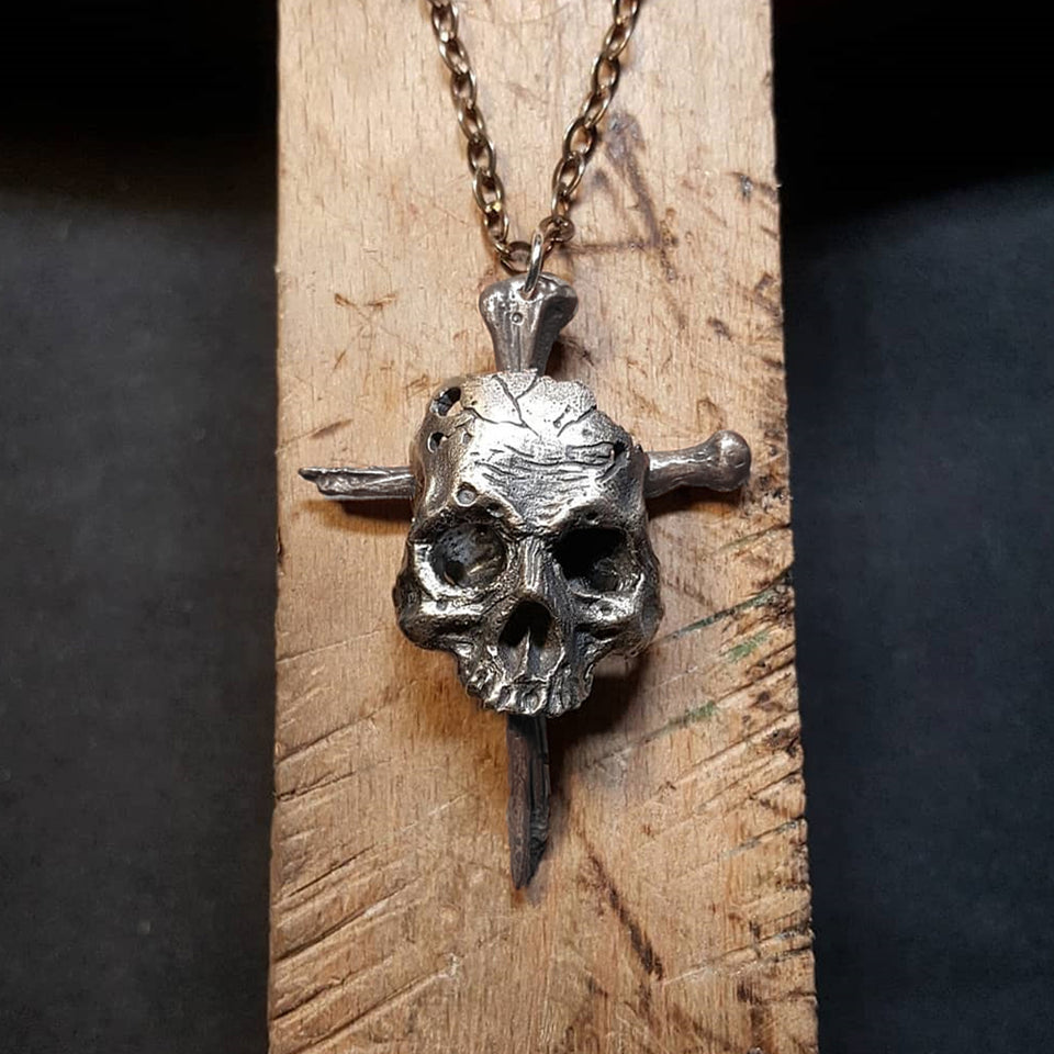 Skull Cross Necklace Stainless Steel