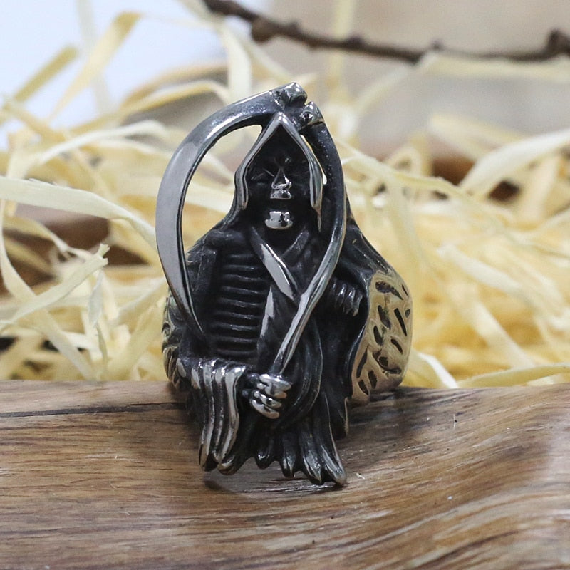Gothic Grim Reaper Skull Ring Main image