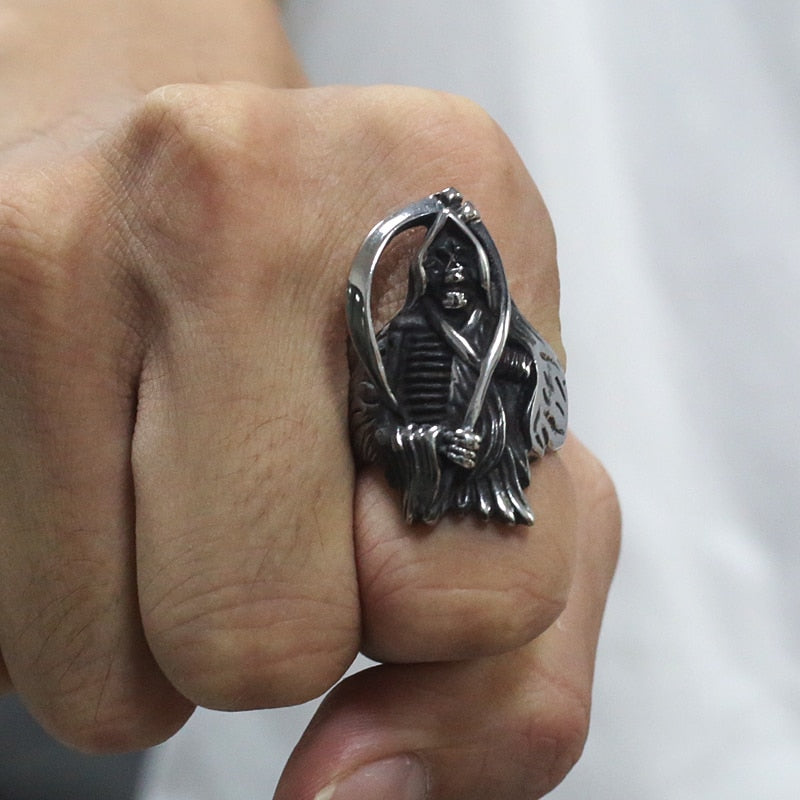Gothic Grim Reaper Skull Ring