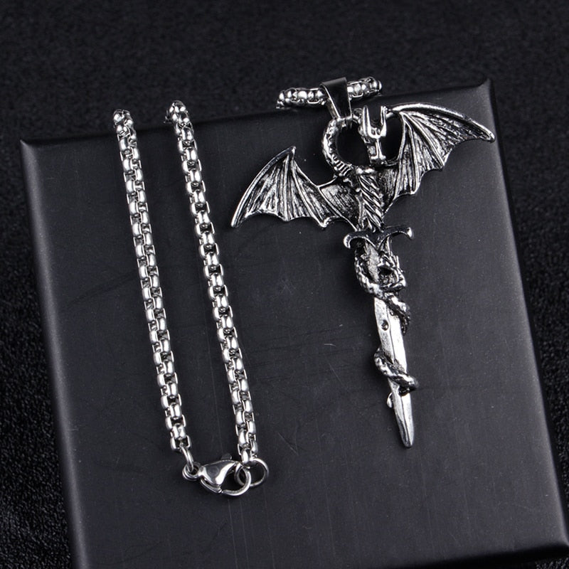 Vintage Sword Dragon Pendant Necklace Secondary image