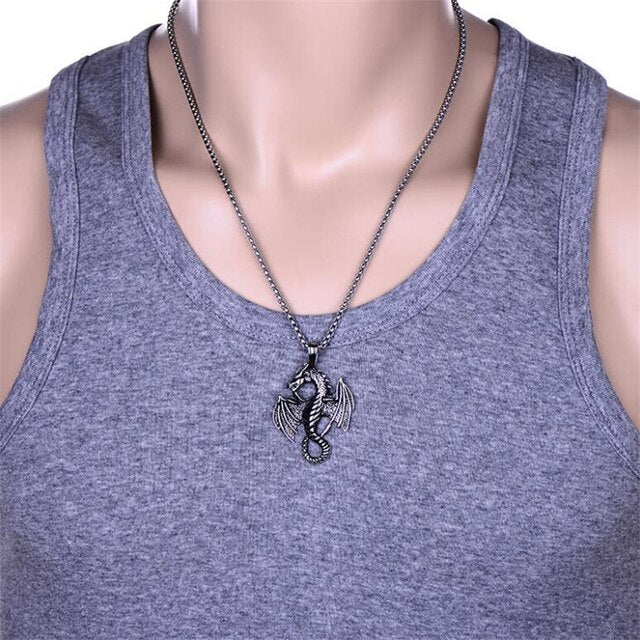 Flame Dragon Pendant Necklace