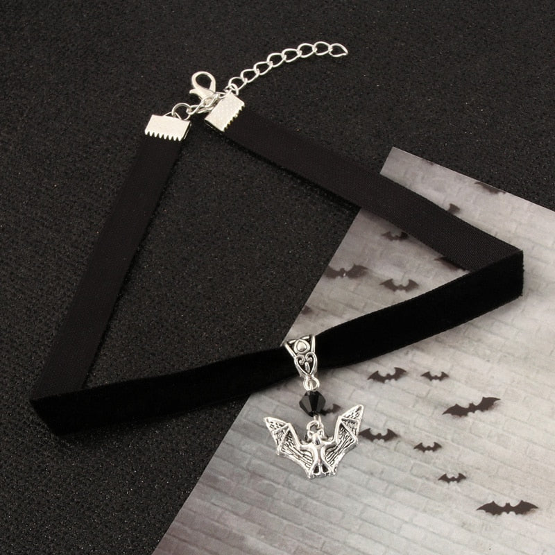 Gothic Vampire Bat Choker Necklace