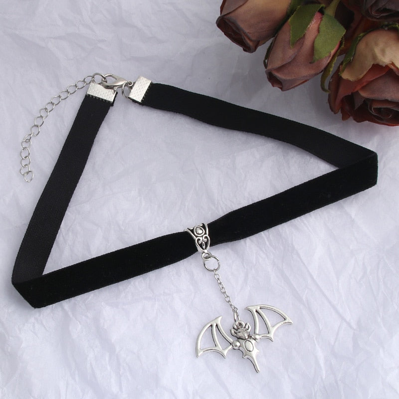 Gothic Vampire Bat Choker Necklace