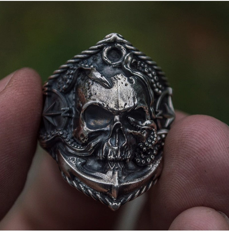 Vintage Pattern Stainless Steel Skull Ring – GTHIC