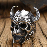 Vintage Horned Helmet Viking Warrior Skull Ring Vintage Horned Helmet Viking Warrior Skull Ring