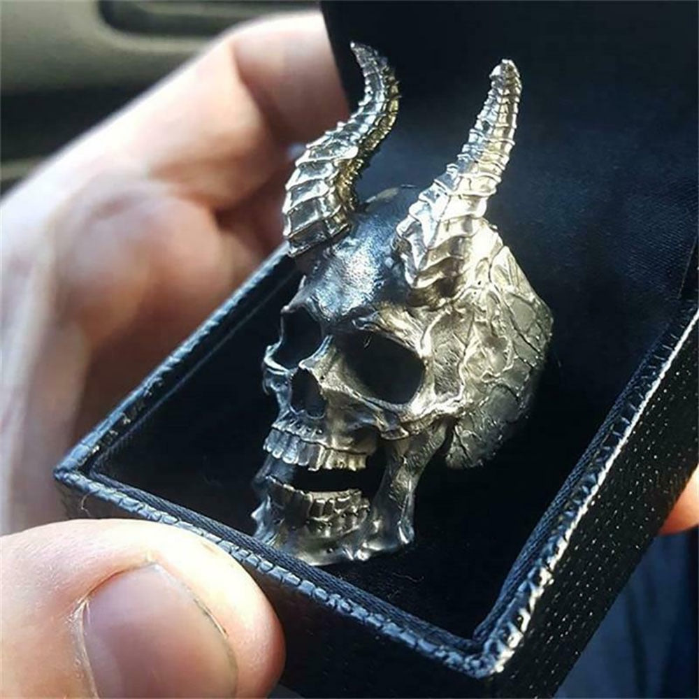 Gothic Demon Ring | Satan Gothic Ring | Biker Rock Metal Skull Ring Secondary image