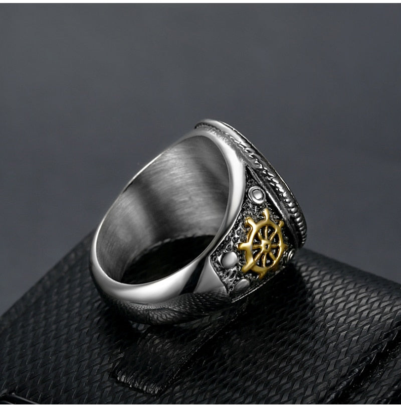 Vintage Pirate Signet Cutlass Skull Ring